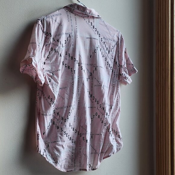 Victoria's Secret Pink/Black Cotton Blend Button Down Pajama Shirt Size Small - Picture 12 of 16